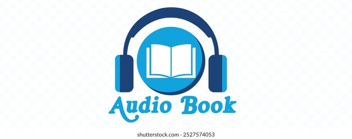 Modelo do logotipo do Audiobook. Literatura e e-books em formato de áudio. Para e-learning e educação online. Ilustração vetorial