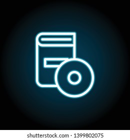 audiobook neon icon. Simple thin line, outline vector of Book icons for UI and UX, website or mobile application on dark blue gradient background