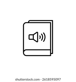 Audiobook outline icon showing digital sound wave from a book cover