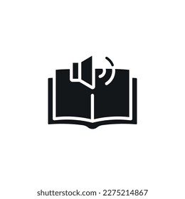 Icono de glifo simple de audiolibro. Ilustración del logotipo negro aislado de vectores.