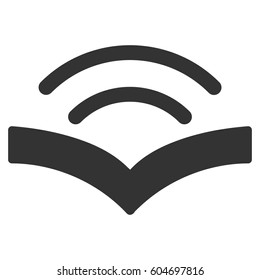 Audiobook vector icon. Flat gray symbol. Pictogram is isolated on a white background. Designed for web and software interfaces.