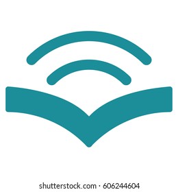 Audiobook vector icon. Flat soft blue symbol. Pictogram is isolated on a white background. Designed for web and software interfaces.