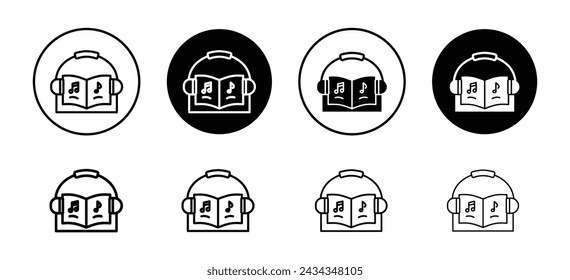 Audiobook vector icon set collection. Audiobook Outline flat Icon.
