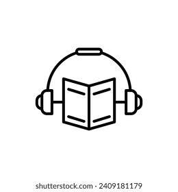 Ilustración de iconos de la línea de vectores de audiolibro.