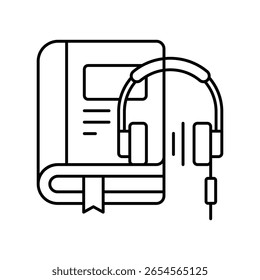 Icono de estilo de ilustración de contorno de Vector de audiolibro. Archivo EPS 10