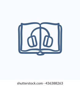 Icono de esbozo de vector de audiolibro aislado en el fondo. Icono de audiolibro dibujado a mano. Icono de esbozo de audiolibro para infografía, sitio web o aplicación.