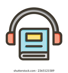 Icono De Colores Llenos De La Línea Espesa Del Vector Audiobook Para Uso Personal Y Comercial.
