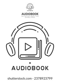 Logo de Audiobooks, icono de aprendizaje en línea de Audiobook, vector de icono perfecto de 256x256 píxeles, trazo editable