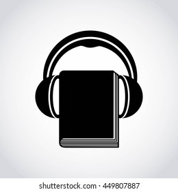 Audiobooks and online learning concept represented by book and headphone icon. Isolated and flat illustration. 