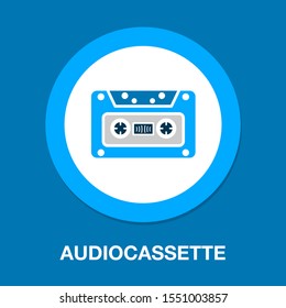 Audiocassette icon. vector music tape