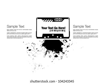audiocassette with ink splash design template