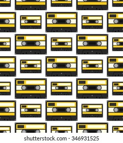 Audiocassette seamless pattern. Vector Illustration