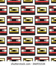 Audiocassette seamless pattern. Vector Illustration