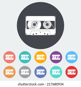 Audiocassette. Single flat icon on the circle. Vector illustration.