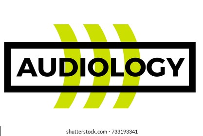 AUDIOLOGY sticker. Authentic design graphic stamp. Original series.
