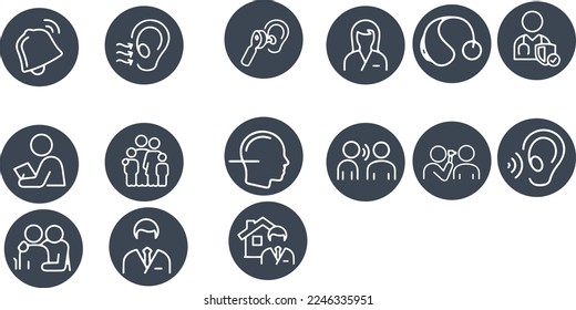 Audiology Thin Line Icons vector design