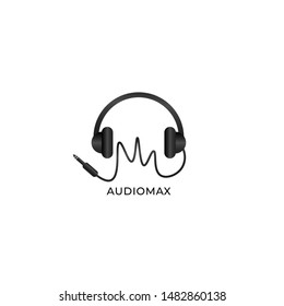 Audiomax Logo, Wired Headphone illustration suitable for T-Shirt Graphic