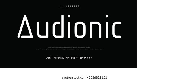 Audionic Sport Modern Future fett Alphabet Schriftart. Typografie urbanen Stil Schriftarten für Technologie, digital, Film-Logo fett Stil. Vektorgrafik