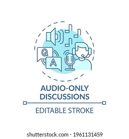 Audio-only Discussions Concept Icon. Virtual Event For Networking Idea Thin Line Illustration. Audio Rooms. Effective Communication. Vector Isolated Outline RGB Color Drawing. Editable Stroke