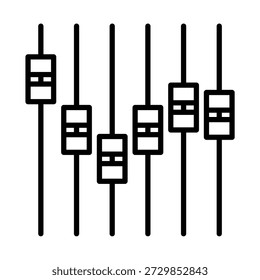 Audiophile Ecualizador Mezclador Botón Música Icono Silueta Vector Simple Stock Line Art