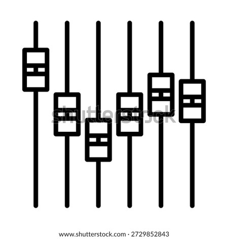 Audiophile Equalizer Mixer Button Music Icon Silhouette Vector Simple Stock Line Art