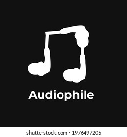 Audiophile logo concept with three earphone shaped music logo minimalistic