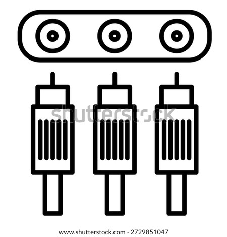 Audiophile RCA Cable Music Icon Silhouette Vector Simple Stock Line Art