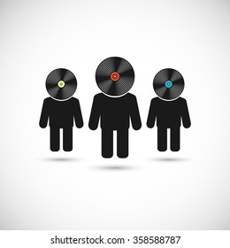 Audiophiles concept signs. Vector Illustration. Template for poster, cover, banner, web, business or art works.