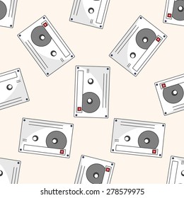 Audiotape , cartoon seamless pattern background