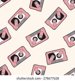 Audiotape, cartoon seamless pattern background