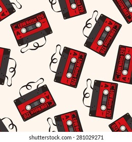 Audiotape , cartoon seamless pattern background