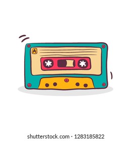 Audiotape cassette retro vector illustration