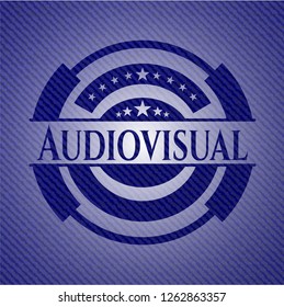 Audiovisual badge with denim texture