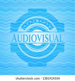 Audiovisual water representation emblem background.