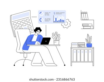 Audit abstract concept vector illustration. Professional accountant making financial audit and report, corporate structure, company departments, corporation hierarchy abstract metaphor.