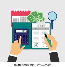 Audit, accounting. Counting profits. Vector illustration.