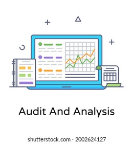 Audit and analysis icon in trendy style 