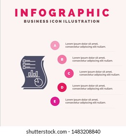 Audit, Analytics, Business, Data, Marketing, Paper, Report Solid Icon Infographics 5 Steps Presentation Background