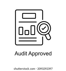 Audit Approved vector outline icon for web isolated on white background EPS 10 file