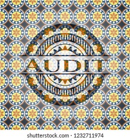 Audit arabic badge background. Arabesque decoration.