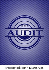Audit badge with denim texture. Vector Illustration. Detailed.