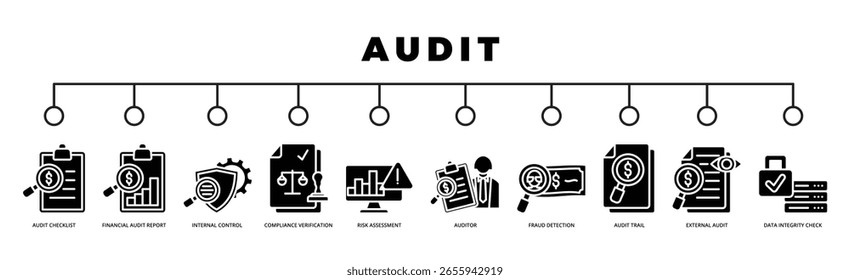 Ilustración vectorial de icono de Web de Anuncio de auditoría