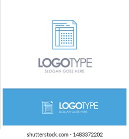 Audit, Bill, Document, File, Form, Invoice, Paper, Sheet Blue outLine Logo with place for tagline