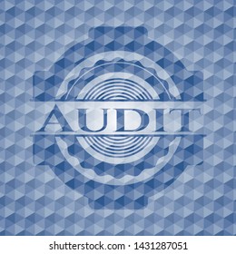Audit blue polygonal emblem. Vector Illustration. Detailed.