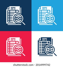 Audit blue and red four color minimal icon set