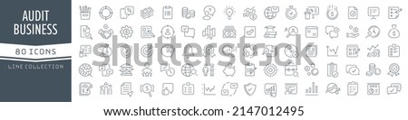 Audit and business line icons collection. Big UI icon set in a flat design. Thin outline icons pack. Vector illustration EPS10