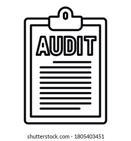 Audit clipboard icon. Outline audit clipboard vector icon for web design isolated on white background