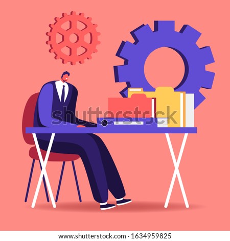 Audit Concept. Administrator Business Man Financial Inspector and Secretary Making Report Calculating Balance. Internal Revenue Service Checking Sum Check Documents. Cartoon Flat Vector Illustration