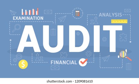 Audit concept. Business data research and analysis. Financial inspection and analytics. Isolated flat vector illustration