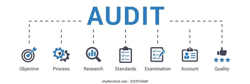 Audit concept vector illustration with keywords and icons